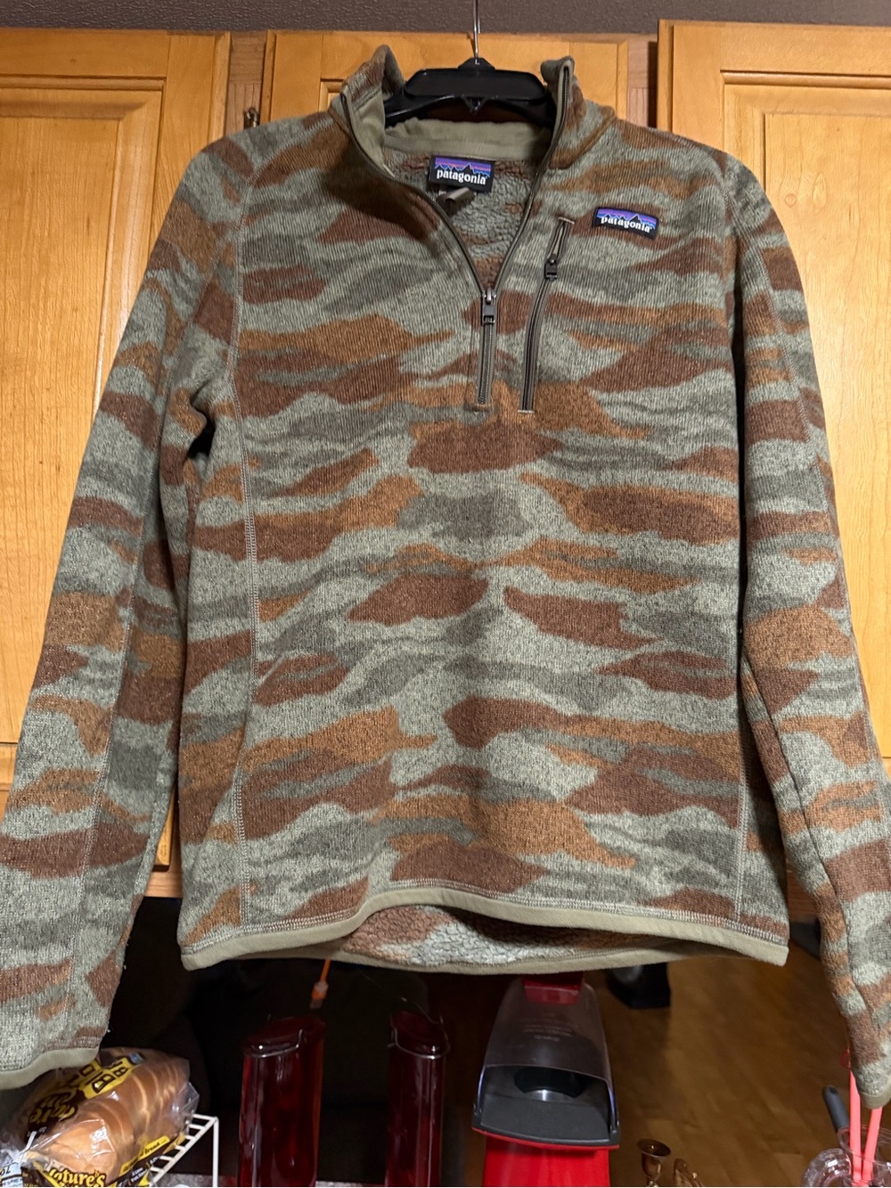 Patagonia Men’s Camo Quarter-Zip Fleece in Olive & Brown